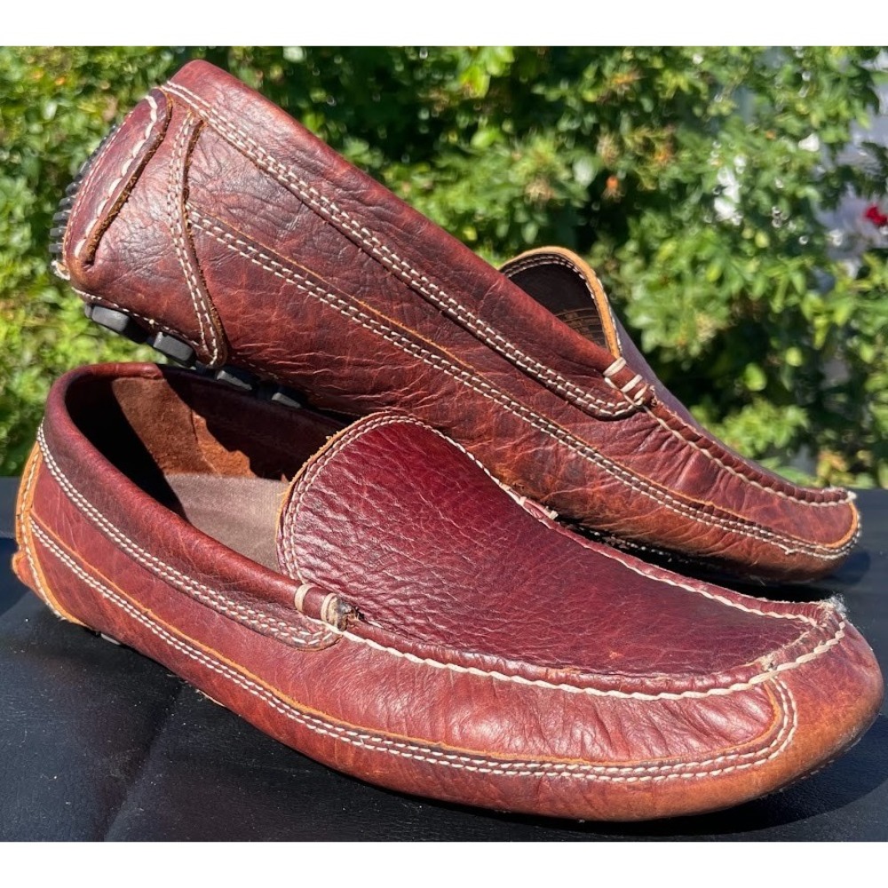 Duluth Trading Company Driving Loafers Mens 10M Brown Leather Moccasin 12018
